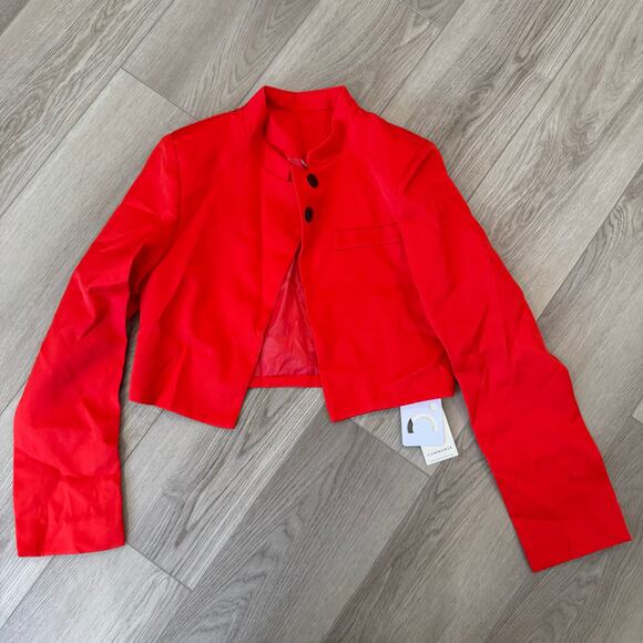 Commense Racer Red Split Crop Jacket Trendy Statement NWT XS - Picture 2 of 6
